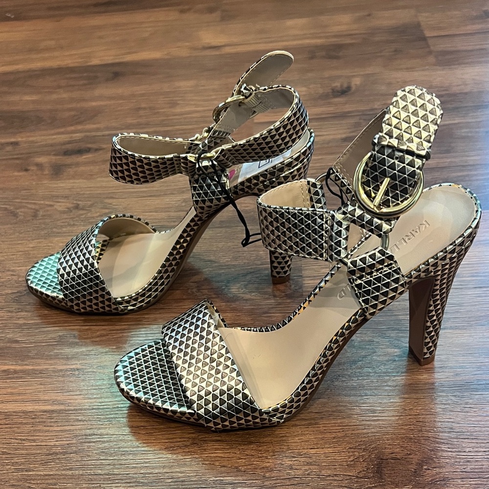 NWT - Karl Lagerfeld - Black and White Patterned Heels